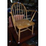 STAINED PINE SPAR BACK ERCOL ARMCHAIR