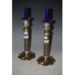 PAIR OF EP MOUNTED GRANITE CANDLESTICKS WITH THISTLE SHAPED SCONCES