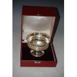 INDIAN WHITE METAL FOOTED BOWL WITH ENGRAVED FOLIATE DETAIL, IN FITTED BOX