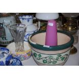COLLECTION OF MIXED CERAMICS AND GLASSWARE TO INCLUDE VICTORIAN TRANSFER PRINTED BLUE AND WHITE