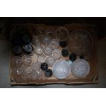 BOX - ASSORTED GLASSWARE INCLUDING HOCK GLASSES, STEMMED WINE GLASSES, FRUIT SET, ETC.