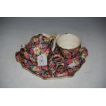 ROYAL WINTON BLACK GROUND CHINTZ DECORATED TEA SET FOR ONE, FLORENCE PATTERN