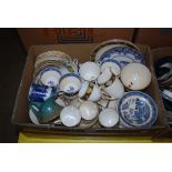 TWO BOXES - ASSORTED CERAMICS INCLUDING TEA WARES, FRUIT BOWL, JUGS, BUCHAN POTTERY SUGAR BOWL,