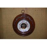 MAHOGANY CASED CIRCULAR BAROMETER, LATE 19TH/EARLY 20TH CENTURY