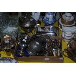 LARGE COLLECTION OF ASSORTED EP AND PEWTER WARES INCLUDING ENTREE DISHES AND COVERS, HOTEL HOT WATER