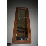 STAINED PINE RECTANGULAR SHAPED BEVELLED WALL MIRROR