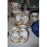 OLD ROYAL CHINA WHITE, FLORAL AND GILT PATTERNED TEA SET
