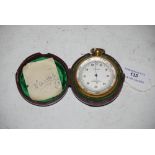 LATE 19TH/EARLY 20TH CENTURY BRASS CASED POCKET BAROMETER BY LENNI OF EDINBURGH, IN ORIGINAL