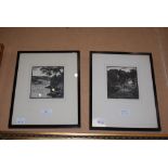 CHARLES E. FLOWER - ON THE DART AND DITTIEHAM ON THE DART - PAIR OF WOODCUTS, SIGNED IN PENCIL