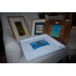 TWO FRAMED ABSTRACT OIL PAINTINGS, ONE BY KEITH BOWLES AND ONE BY PETER LIIRFF AND TWO FRAMED