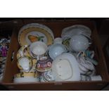 BOX - ASSORTED CERAMICS INCLUDING CHURCHILL POTTERY DINNER WARES, VICTORIAN TRANSFER PRINTED SOUP