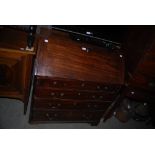 19TH CENTURY MAHOGANY FALL FRONT WRITING BUREAU SUPPORTED ON BRACKET FEET