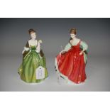 TWO ROYAL DOULTON FIGURES COMPRISING FAIR LADY (RED) HN2382 AND FLEUR HN2368