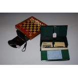 RARE VINTAGE JAQUES & SON LTD, LONDON - THE IN STATU QUO CHESS BOARD, IN ORIGINAL LEATHER COVERED