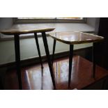 PAIR OF MID 1960'S OCCASIONAL TABLES, ONE WITH LAMINATED TEAK EFFECT, THE OTHER WITH LEAF