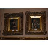 PAIR OF GILT FRAMED OILS ON BOARDS - 19TH CENTURY GENTLEMEN - SIGNED STOITZNER