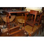 19TH CENTURY MAHOGANY SIDE TABLE WITH SINGLE FRIEZE DRAWER AND SHAPED UNDERSTAGE TOGETHER WITH A