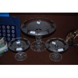 ****WITHDRAWN LOT**** LATE 19TH CENTURY CLEAR AND FROSTED GLASS TAZZA, TOGETHER WITH ANOTHER PAIR O