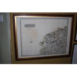 OAK FRAMED MAP OF THE WEST PART OF PERTHSHIRE