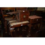 SMALL COLLECTION OF ASSORTED FURNITURE TO INCLUDE EDWARDIAN MAHOGANY INLAID PIANO STOOL, MAHOGANY