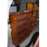 MAHOGANY OPEN BOOKCASE SUPPORTED ON PLATFORM BASE TOGETHER WITH STAINED PINE OPEN BOOKCASE