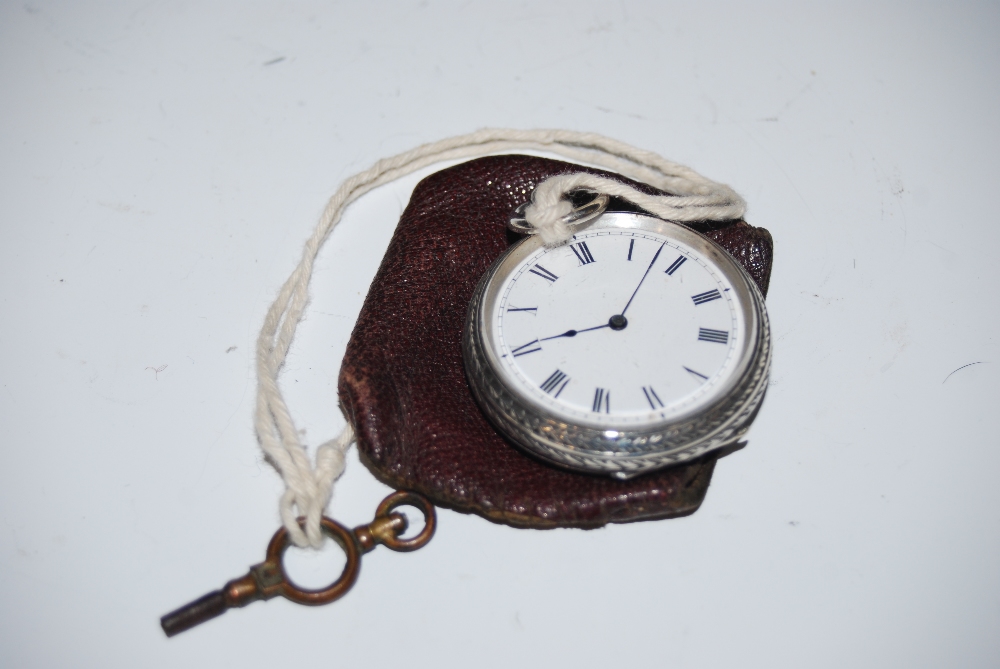 LONDON SILVER CASED OPEN FACED POCKET WATCH WITH WHITE ROMAN NUMERAL DIAL