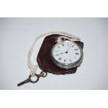 LONDON SILVER CASED OPEN FACED POCKET WATCH WITH WHITE ROMAN NUMERAL DIAL