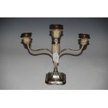 CHESTER SILVER THREE LIGHT CANDELABRA WITH TWO DETACHABLE ARMS