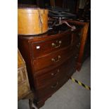 19TH CENTURY MAHOGANY BOW FRONT TWO OVER THREE CHEST OF DRAWERS SUPPORTED ON BRACKET FEET