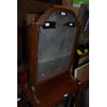 WALNUT FRAMED DRESSING TABLE MIRROR WITH TRESTLE SUPPORTS