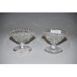 PAIR OF CUT GLASS OVAL SALTS