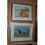 TWO FRAMED WATERCOLOUR DRAWINGS - ST MARYS CHURCH, EDINBURGH BY A.G.B. CAMERON, TOGETHER WITH GILT