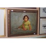 FRAMED OIL ON CANVAS - BABY GIRL - SIGNED LOWER RIGHT