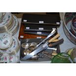 FOUR BOXES ASSORTED EP BOXED CUTLERY INCLUDING PAIR OF FISH SERVERS, BREAD KNIFE, SET OF TWELVE