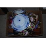 TWO BOXES - ASSORTED CERAMICS INCLUDING EGGSHELL TEA WARE, CHINESE GINGER JAR, TRANSFER PRINTED