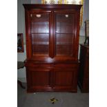 REPRODUCTION MAHOGANY VICTORIAN STYLE TWO PART BOOKCASE