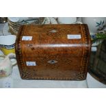 WALNUT INLAID DOME TOP TEA CADDY