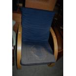 BEECH FRAMED LOUNGE EASY CHAIR WITH STUFFOVER SEAT AND BACK