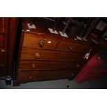 MAHOGANY INLAID THREE OVER THREE CHEST OF DRAWERS, ON BRACKET FEET