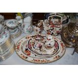 COLLECTION OF MASONS MANDOLIN PATTERNED ITEMS INCLUDING COFFEE POT, JUGS, JAR AND COVER, SERVING