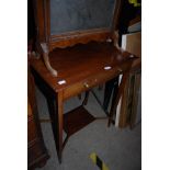 REPRODUCTION MAHOGANY SIDE TABLE WITH SINGLE FRIEZE DRAWER SUPPORTED ON SQUARE TAPERED LEGS