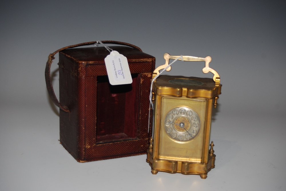 LATE 19TH CENTURY BRASS CASED CARRIAGE CLOCK - JAMES RITCHIE & SON, EDINBURGH, WITH SILVERED