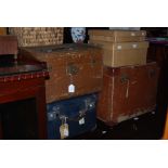 COLLECTION OF ASSORTED LUGGAGE TO INCLUDE COMPOSITION HAT BOXES, TWO HAT BOXES BY JAMES LOCK & CO