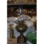VICTORIAN BRASS OIL LAMP WITH CLEAR GLASS FUNNEL