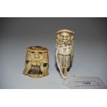 JAPANESE NETSUKE OF AN ELDERLY MALE TOGETHER WITH ANOTHER BONE NETSUKE OF A SHORT MAN