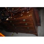 19TH CENTURY MAHOGANY STRAIGHT FRONT FOUR DRAWER CHEST OF DRAWERS SUPPORTED ON BRACKET FEET