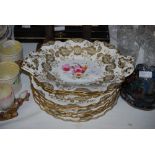 VICTORIAN WHITE, FLORAL AND GILT PART FRUIT SET