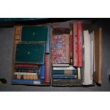 TWO BOXES - ASSORTED BOOKS INCLUDING THE PERTH VALUATION ROLL, LEATHER BOUND BOOKS, ETC.