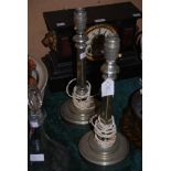 PAIR OF CHROME PLATED STEPPED BASE TABLE LAMPS