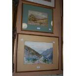 TWO FRAMED WATERCOLOUR DRAWING BY DOROTHY BROWN - HIGHLAND LANDSCAPES